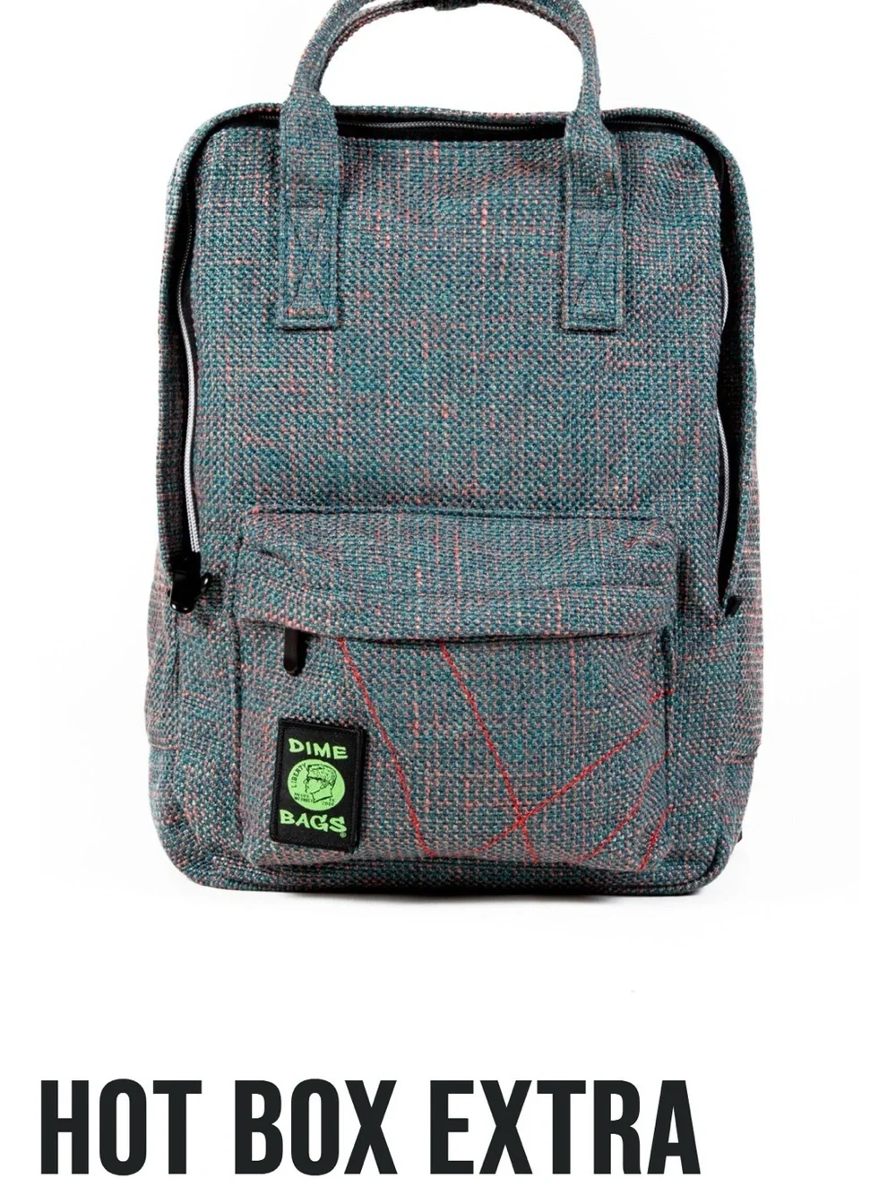 Gray Tweed Backpack with Red Accent